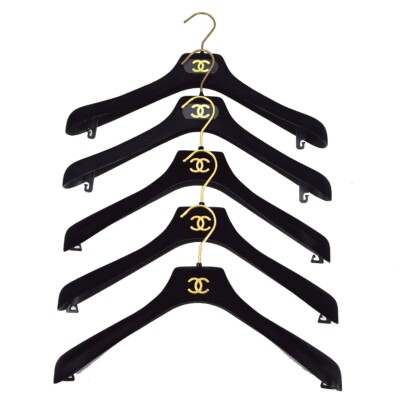Chanel ブラックベルベットハンガー 5本セット　正規品 CHANEL HANGER BLACK 5 SET VELVET 123619 | eBay