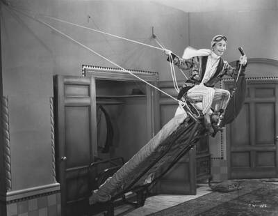 Actor Joe E Brown Playing On Bed 1930 OLD MOVIE PHOTO
