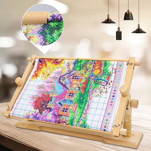 Rotated Embroidery Frame Stand Adjustable Cross Stitch Frame Needlepoint Table - Picture 5 of 14