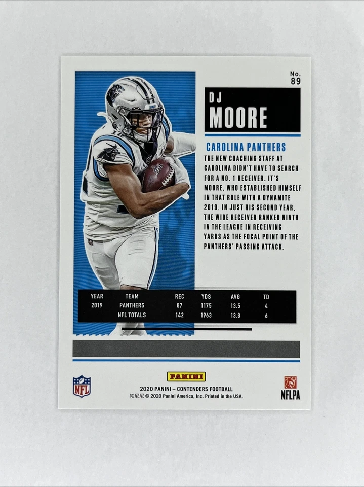 2020 Contenders DJ Moore Championship Ticket 38/99 Carolina Panthers #89 - Image 2 of 2
