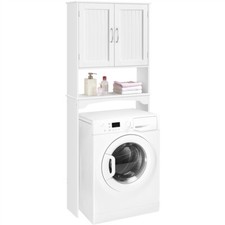 Mobile per Lavatrice Salvaspazio in Legno a 2 Ante Mobile Bagno Sopra WC Ripiano
