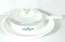 Vintage Corning Ware P-83-B 6 1/2" Skillet with Pyrex Lid 9" Pie Plate P-309 USA