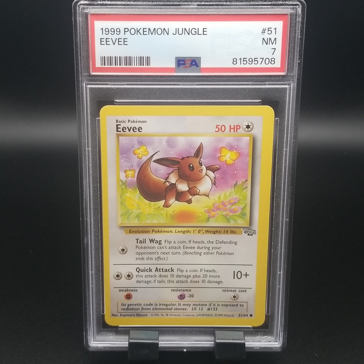 Pokemon PSA 7 Miscut Error - Eevee 51/64 Jungle Set Unlimited Card