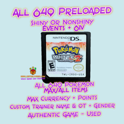 Pokemon White 2  with All 649 Pokemon | Max Items, Currency, Pokemon | Authentic