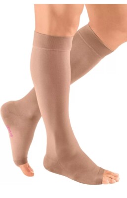 Medi Plus Calf Highs, Open Toe,  20-30mmHg, (Size: IV) Beige