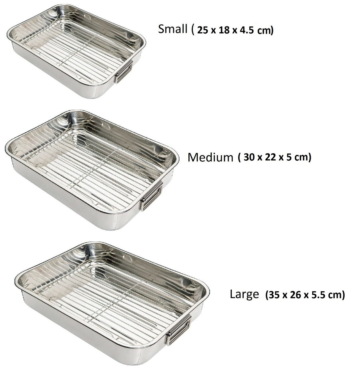 STAINLESS STEEL ROASTING TRAY TIN with GRILL RACK HEAVY DUTY