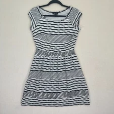 AB Studio Women's Black and White Striped Short Flowy Summer Dress Size Small