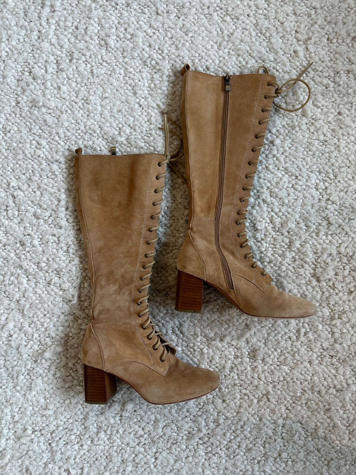 Silent D Kelsey Tall Lce Up Boots Tan Suede Size … - image 3