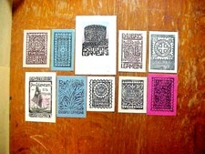 10 EX LIBRIS Gambini UNUSED BOOK PLATES Italy XILOGRAFIA
