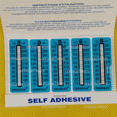 TMC 10 strips THERMAX Temperature Label 10 Level Range B 77-127°C/171-261 