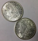1921 Morgan Silver Dollar Pair of AU/Unc Very Nice Original Lustrous Coins