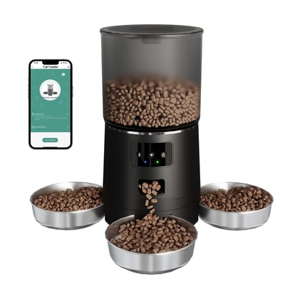 3-Cat Automatic Pet Feeder, 6L WiFi Cat Food Dispenser with APP Control, 1-10