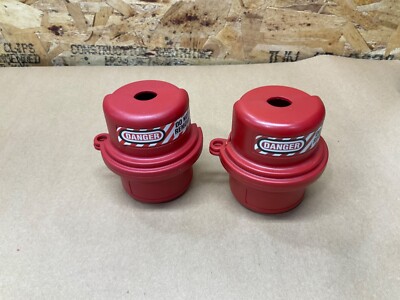 Lot Of 2 Master Lock #487 Danger Do Not Remove Plug Lockout Cover #61D58*IAC