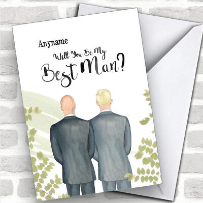 Personalisierte Hochzeitskarte Glatze weiße blonde Haare Will You Be My Trauzeuge