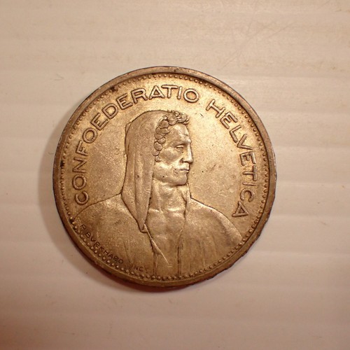 1954 5 Francs Switzerland Coin 835 Silver - Swiss Francs - Picture 2 of 6