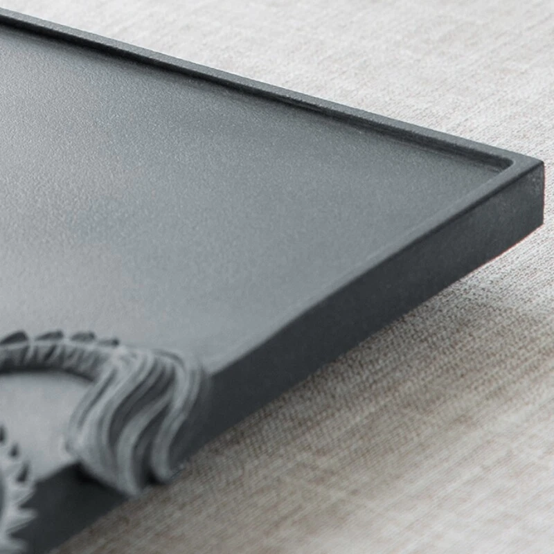 Black Stone Tea Tray Hand Carved Engraved Dragon Serving Tray Water Draining New - Image 4 of 4