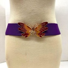 Vintage butterfly clasp elastic belt Y2K 90's casual feminine style