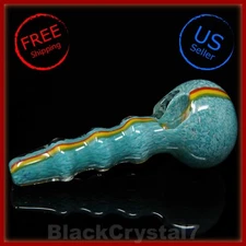 4.5" Handmade Thick Rasta Bright Teal Tear Drop Tobacco Smoking Bowl Glass Pipes