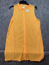 La Blanca Swim Cover Up tank Shirt semi sheer Yellow Orange beach L Made In USA