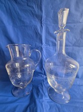 antica bottiglia e caraffa liberty dei primi del 900 finemente soffiata e incisa