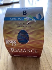 NEW! LEGGS RELIANCE PANTYHOSE SIZE B OFF BLACK CONTROL TOP ENHANCED TOE 42910EBB