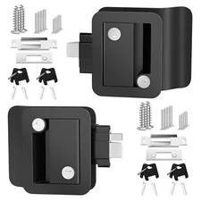 DAIERTEK RV Door Lock Camper Entry Latch Handle Zinc Alloy Black 2pcs