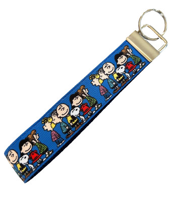 HANDMADE KEY CHAIN DECORATED W/ SNOOPY /CHARLIE BROWN RIBBON, WRISTLET  LANYARD
