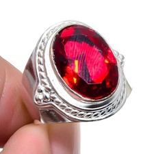 Red Garnet Gemstone 925 Sterling Silver Jewelry All Size Ring For Gift