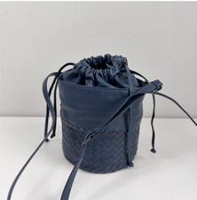 Authentic Bottega Veneta Bucket Bag Woven Leather Bucket Bag Prussian Blue eBay