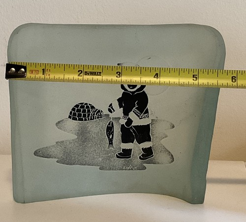Vintage Inuit Angeln Siku geschnitzte Kunst Glas Briefbeschwerer Figur Made in Canada - Bild 7 von 9