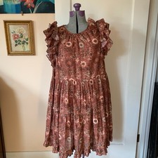 Ulla Johnson Sz 12 Adele Tiered Mini Dress Rosebud Ruffles Ditsy Floral Cottage