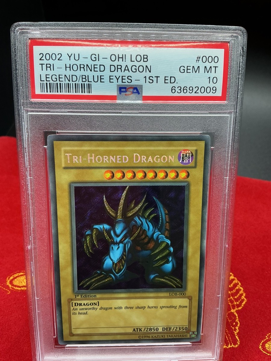 Tri-Horned Dragon LOB-000 WAVY 1st Edition Yugioh PSA 10 | eBay