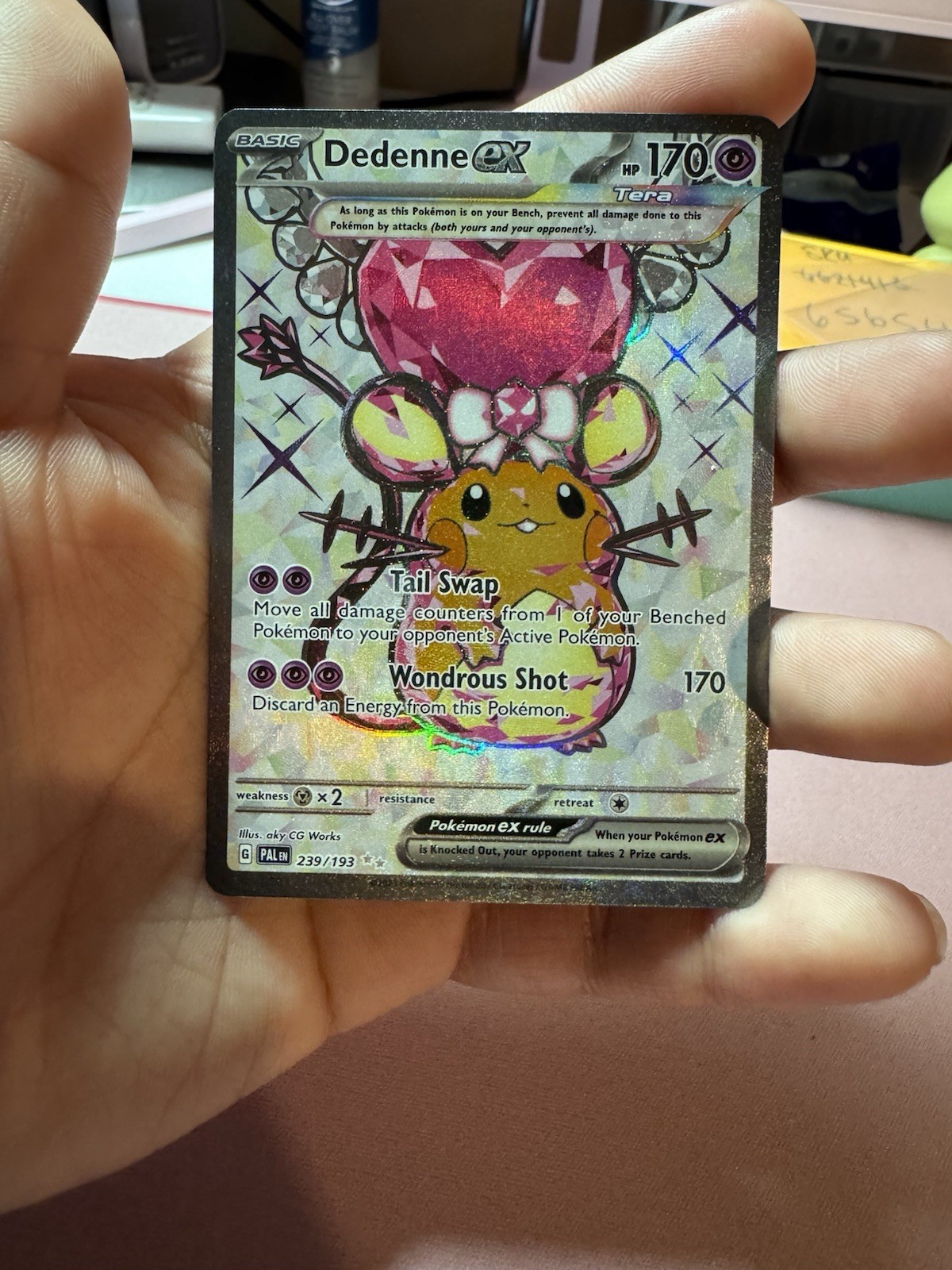 Pokémon Dedenne EX TCG Holo Ultra Rare Card 239/193 Sv02: Paldea Evolved