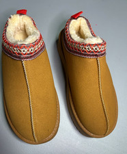 Women  s Brown Faux Suede Faux Fur Lined Slip-On Slippers Flat Size 7 EU 37