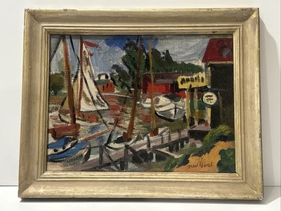 Antique Impressionist Painting Wpa Era Ned Yost American Regionalism Coastal Oil