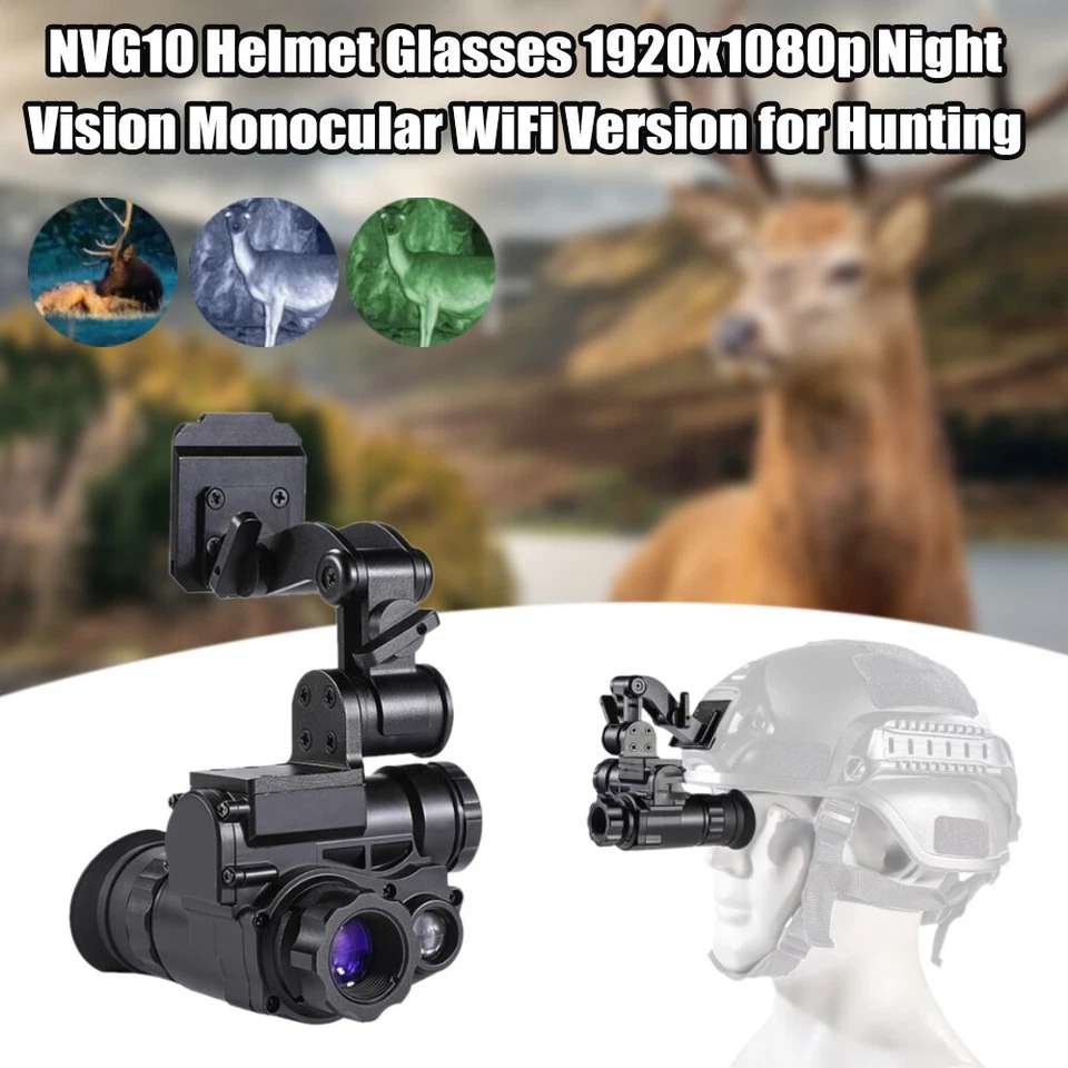 NVG10 Casco Gafas Cabeza Monocular 1080P WiFi Caza Visión Nocturna Dispositivo 3xZoom Foto 4 de 4