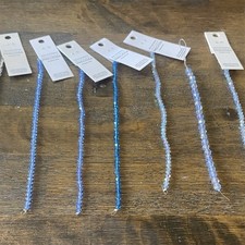 Preciosa Lot of 6 Crystal Bead Strands Faceted Bicone Transparent Blue Clear