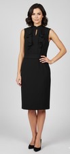 Tory Burch Ruffles Midi Pencil Dress Stretch Quiet Luxury Lined Size 12 Black