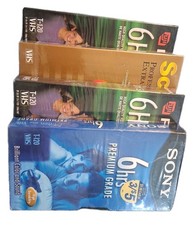 Sealed Blank VHS Tapes Lot Of 4 Sony Fuji Film Scotch 6 Hr New NOS