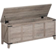 Farmhouse , 47.2" Storage Bench with Geometric Style Front, Storage Chest, Ch...