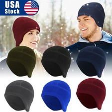 Winter Warm Skull Cap Ear Flap Fleece Beanie Hat Windproof Ski Cap for Men Women