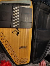oscar schmidt autoharp w/ canvas case and tuning wrench and a tuner