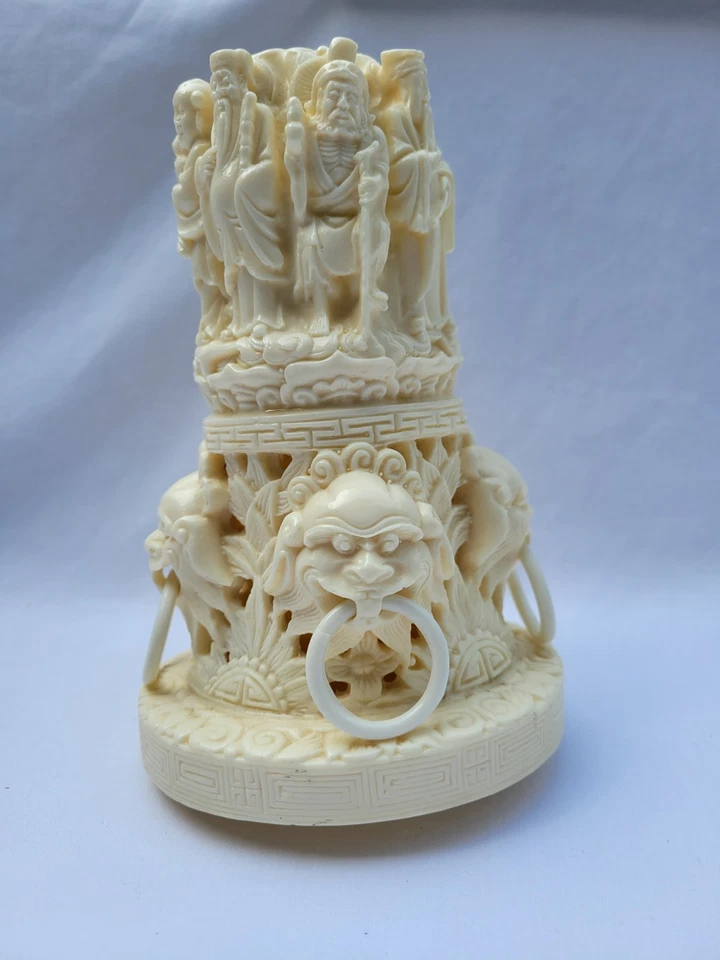 Vintage Chinese Hand Carved Resin 8’ Buddha Super Detailed - Image 2 of 4
