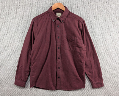 LL BEAN Burgunderrot Hahnentritt angerauter Flanell leicht tailliert Button Down Hemd M