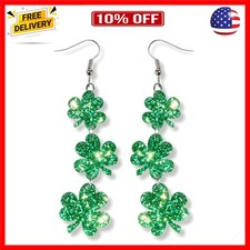 St Patricks Day Stud Earrings for Women, Trendy Statement Four Leaf Clover Sh...