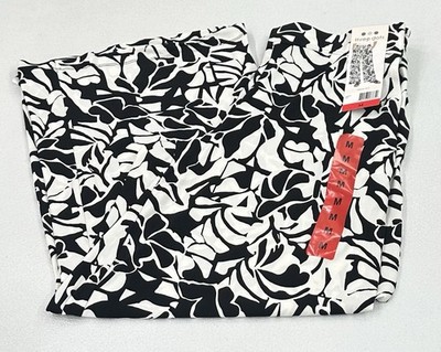 Three Dots Women's Wide-Leg Pull-On Pants, Print (Black/White), Size M