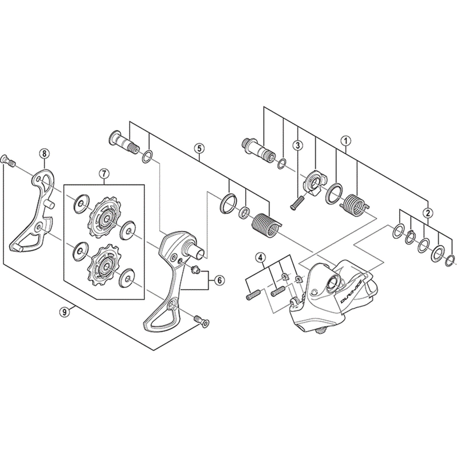 Shimano Spares RD-9070 plate axle assembly