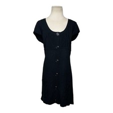 Oboe black knit buttoned short sleeves sweater Y2K dress size Medium