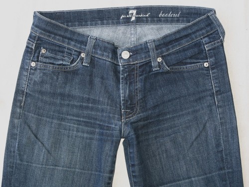 7 for all Mankind Bootcut Jeans Women Sz 28 w Crystal & Metal Bead Pockets L31.5 - Picture 6 of 12