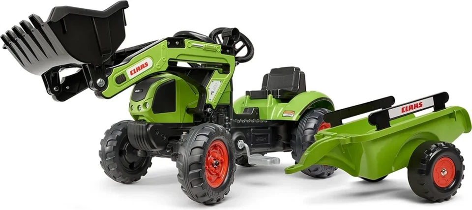 Falk Trettraktor Kinderfahrzeug Traktor Claas Lader Hänger 2-5 Jahre grün